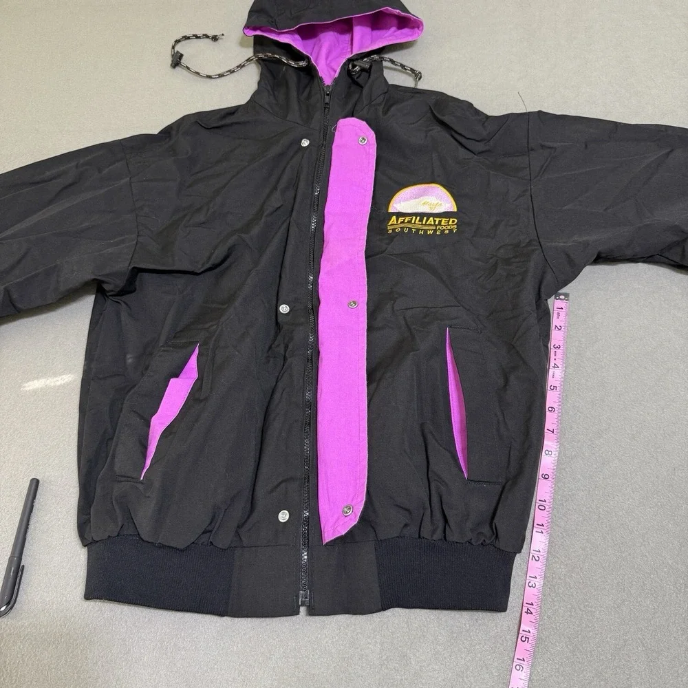 Vtg‎ Bomber Jacket Mens Large Black Hooded Full Zip Pro Fit Union USA 90s Custom